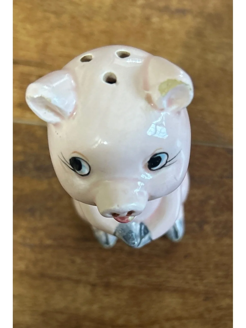 Vintage Pink Ceramic Pig Salt Shaker